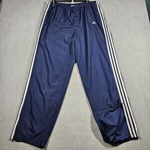 Y2K Adidas Track Pants Mens Size XL Blue 3 Stripes Ankle Zip Mesh Athleisure